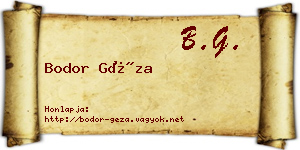 Bodor Géza névjegykártya