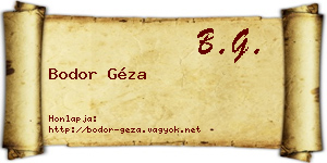 Bodor Géza névjegykártya
