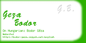 geza bodor business card